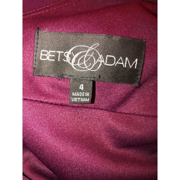 NWT! Betsy & Adam Jeweled Wine Color Size 4 Formal Gown Peek A Boo Sleeve - Picture 10 of 15